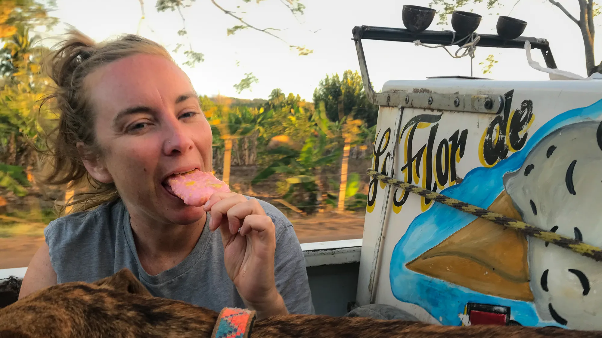Sometimes we get lucky and our ride happens to be an ice cream truck.